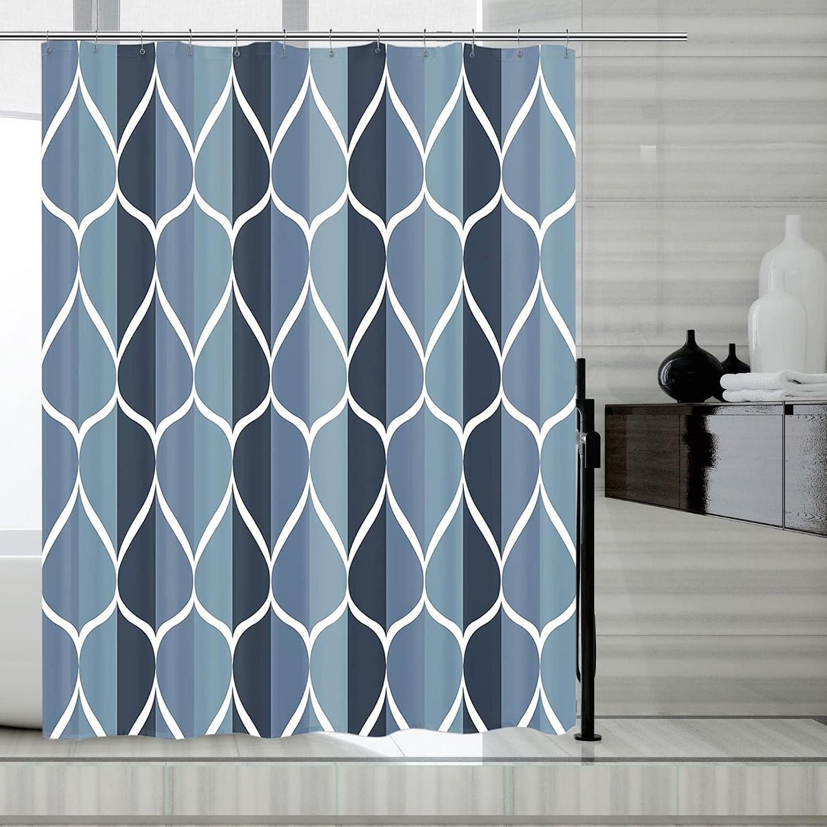 Fabric Shower Curtain Liner, Waterproof Hotel Quality, Bathroom Curtains Rust Resistant Grommets, 72 x 72 Machine Washable (Black) - Colors B