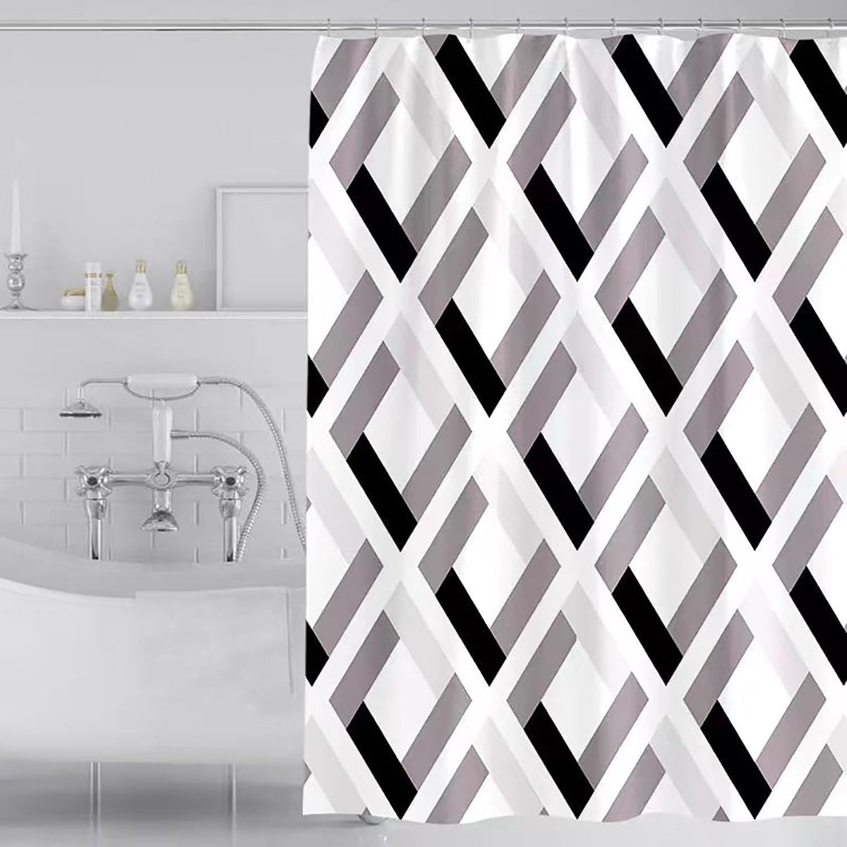 Fabric Shower Curtain Liner, Waterproof Hotel Quality, Bathroom Curtains Rust Resistant Grommets, 72 x 72 Machine Washable (Black) - Colors B