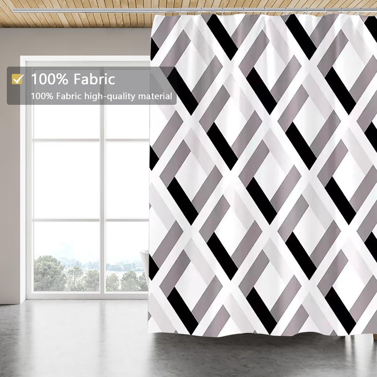 Fabric Shower Curtain Liner, Waterproof Hotel Quality, Bathroom Curtains Rust Resistant Grommets, 72 x 72 Machine Washable (Black) - Colors B
