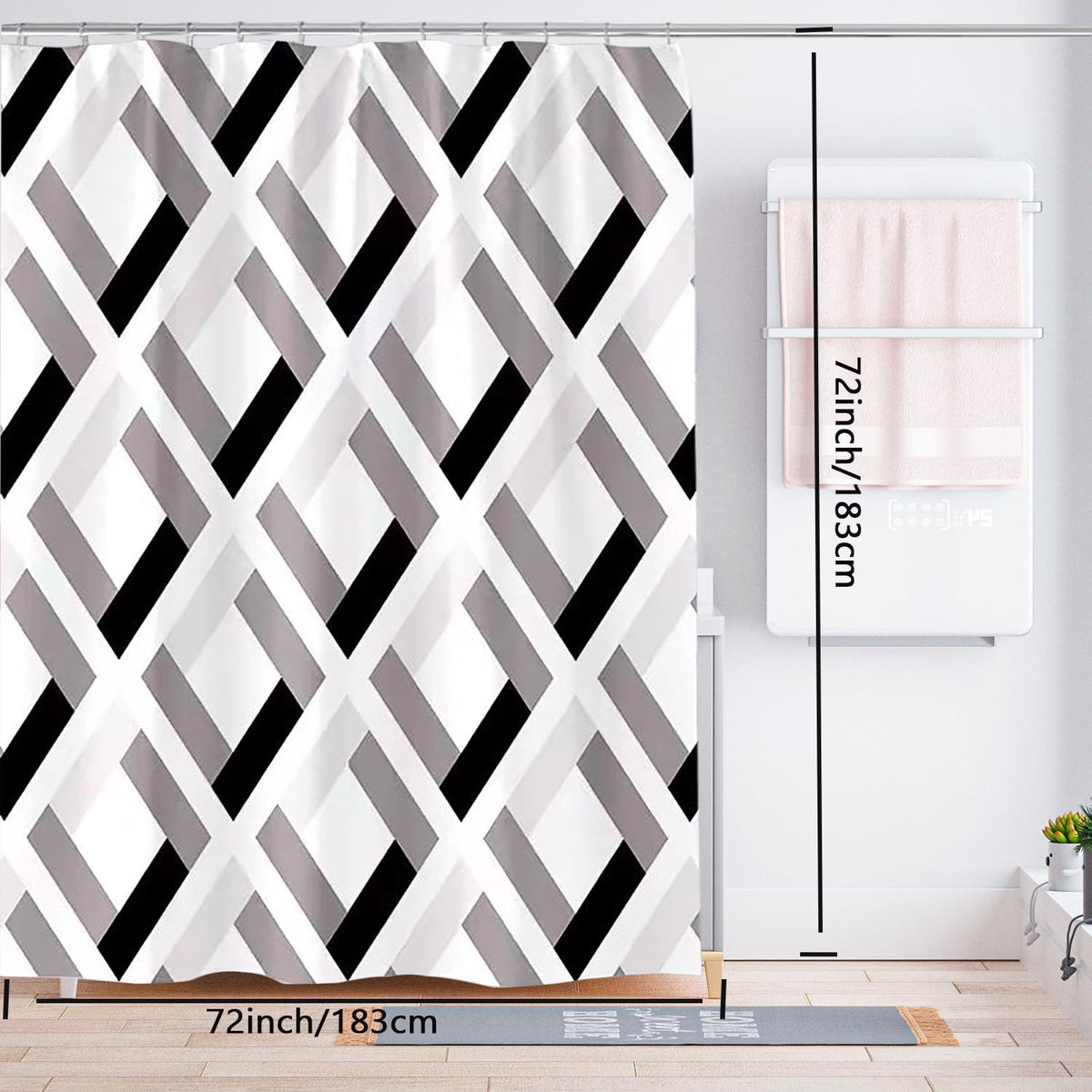 Fabric Shower Curtain Liner, Waterproof Hotel Quality, Bathroom Curtains Rust Resistant Grommets, 72 x 72 Machine Washable (Black) - Colors B