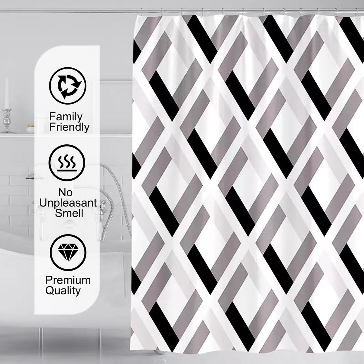 Fabric Shower Curtain Liner, Waterproof Hotel Quality, Bathroom Curtains Rust Resistant Grommets, 72 x 72 Machine Washable (Black) - Colors B