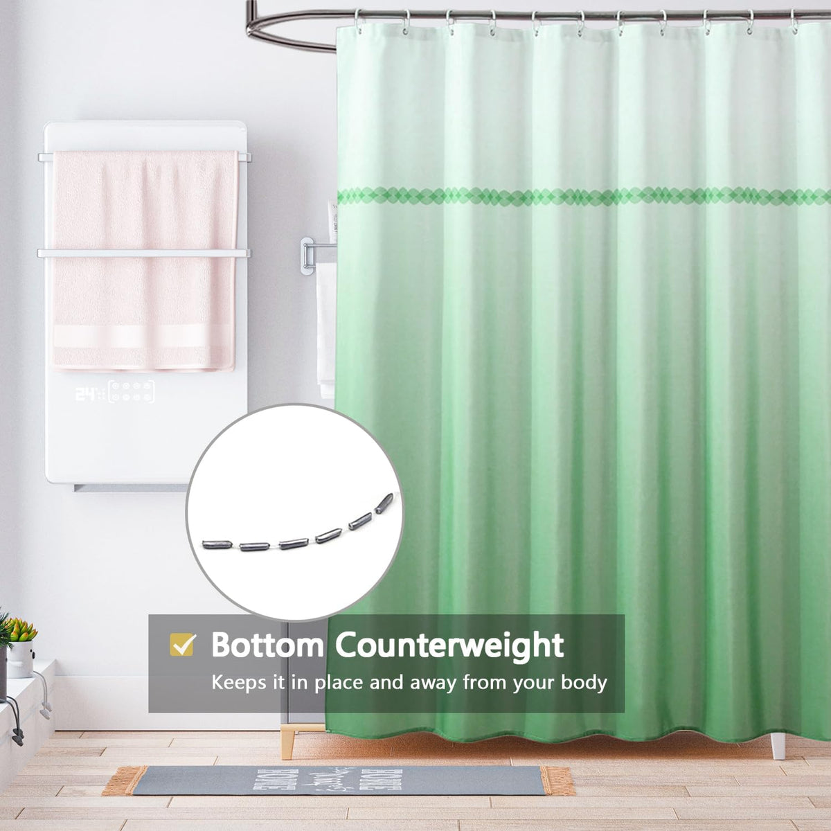 Fabric Shower Curtain Liner, Waterproof Hotel Quality, Bathroom Curtains Rust Resistant Grommets, 72 x 72 Machine Washable (Black) - Colors B
