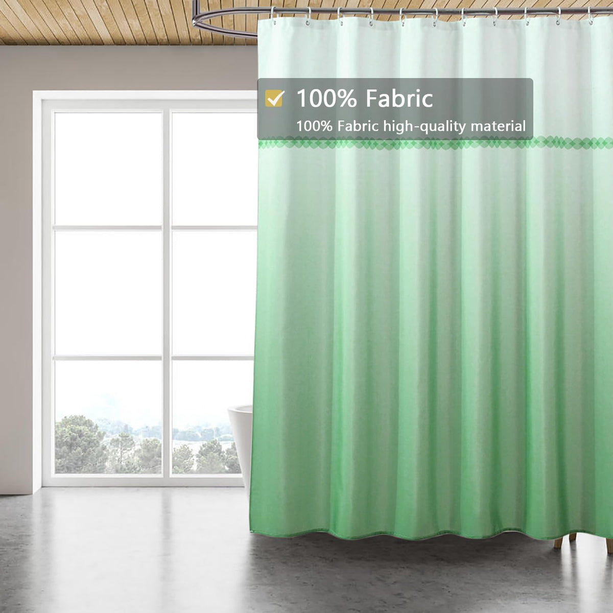 Fabric Shower Curtain Liner, Waterproof Hotel Quality, Bathroom Curtains Rust Resistant Grommets, 72 x 72 Machine Washable (Black) - Colors B