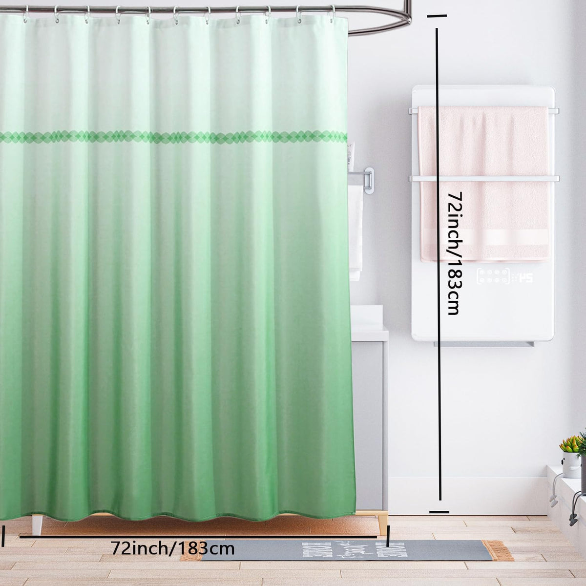 Fabric Shower Curtain Liner, Waterproof Hotel Quality, Bathroom Curtains Rust Resistant Grommets, 72 x 72 Machine Washable (Black) - Colors B