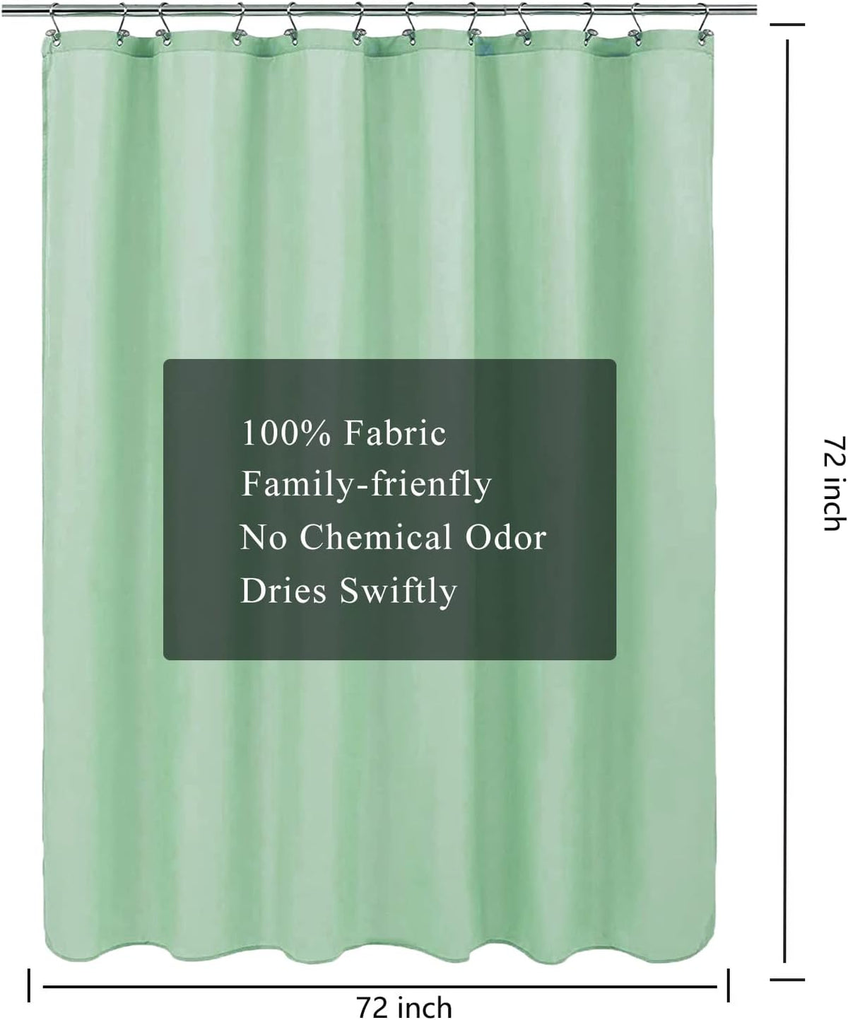 Fabric Shower Curtain Liner, Waterproof Hotel Quality, Bathroom Curtains Rust Resistant Grommets, 72 x 72 Machine Washable (Black) - Colors B