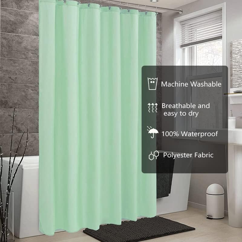 Fabric Shower Curtain Liner, Waterproof Hotel Quality, Bathroom Curtains Rust Resistant Grommets, 72 x 72 Machine Washable (Black) - Colors B