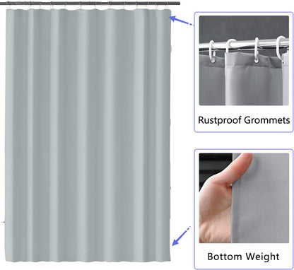 Fabric Shower Curtain Liner, Waterproof Hotel Quality, Bathroom Curtains Rust Resistant Grommets, 72 x 72 Machine Washable (Black) - Colors B