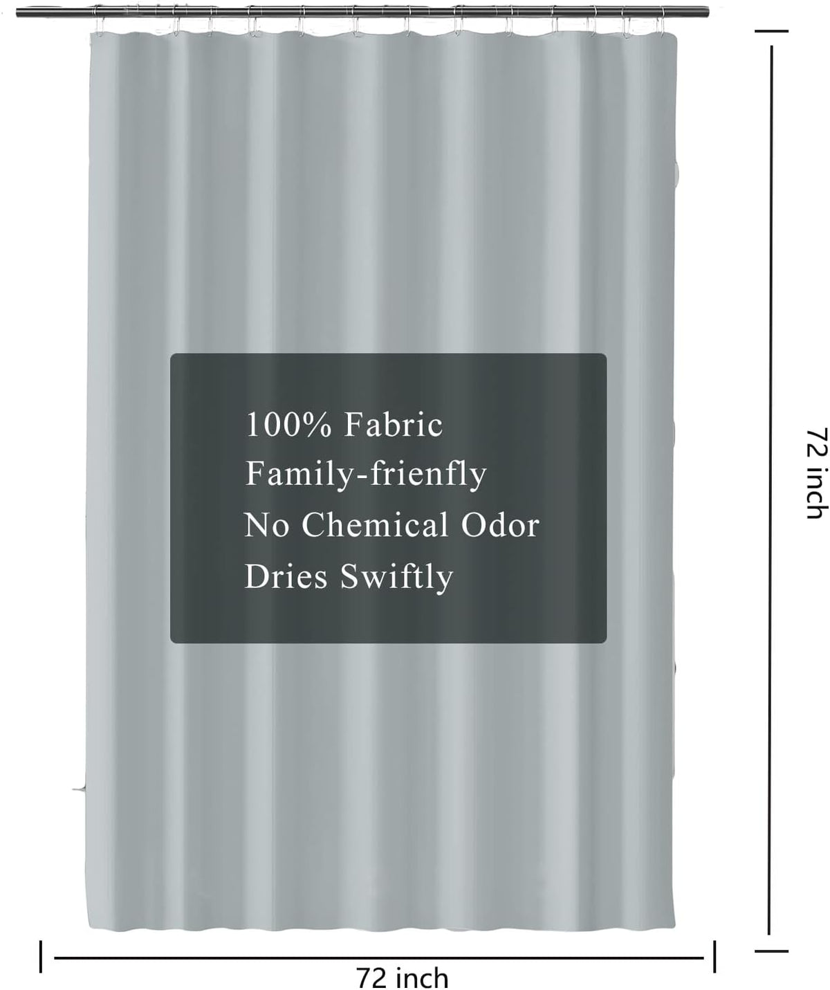 Fabric Shower Curtain Liner, Waterproof Hotel Quality, Bathroom Curtains Rust Resistant Grommets, 72 x 72 Machine Washable (Black) - Colors B