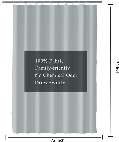 Fabric Shower Curtain Liner, Waterproof Hotel Quality, Bathroom Curtains Rust Resistant Grommets, 72 x 72 Machine Washable (Black) - Colors B
