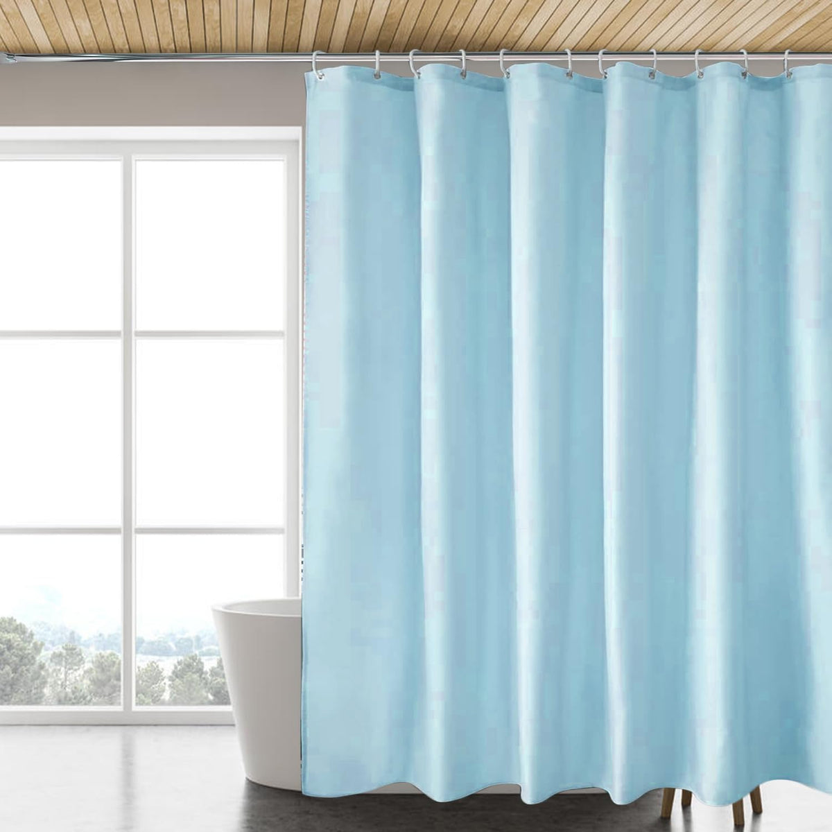 Fabric Shower Curtain Liner, Waterproof Hotel Quality, Bathroom Curtains Rust Resistant Grommets, 72 x 72 Machine Washable (Black) - Colors B