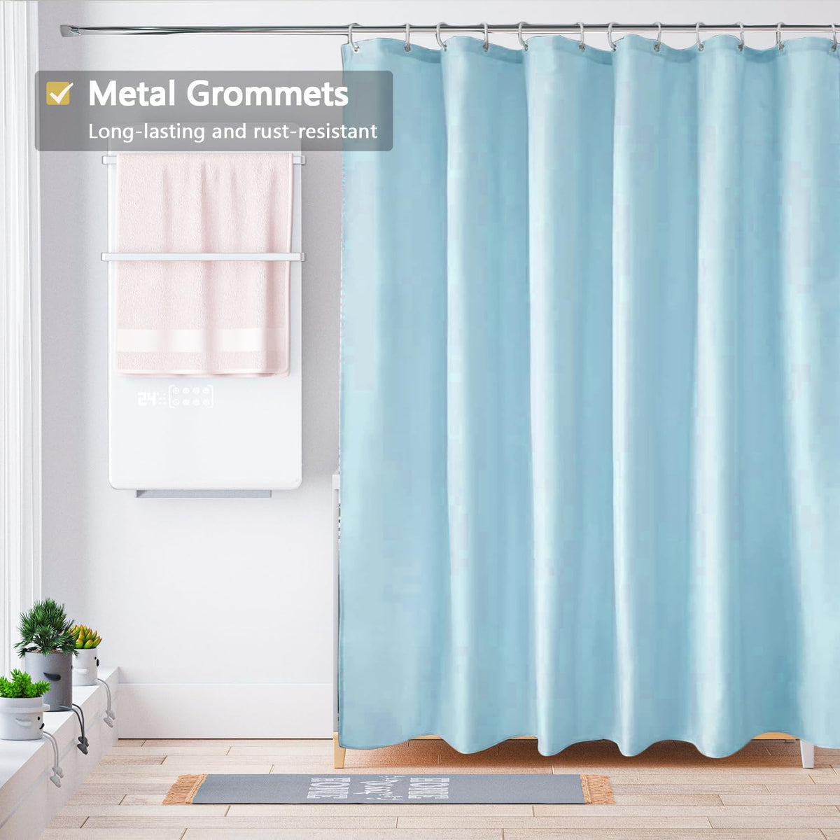 Fabric Shower Curtain Liner, Waterproof Hotel Quality, Bathroom Curtains Rust Resistant Grommets, 72 x 72 Machine Washable (Black) - Colors B