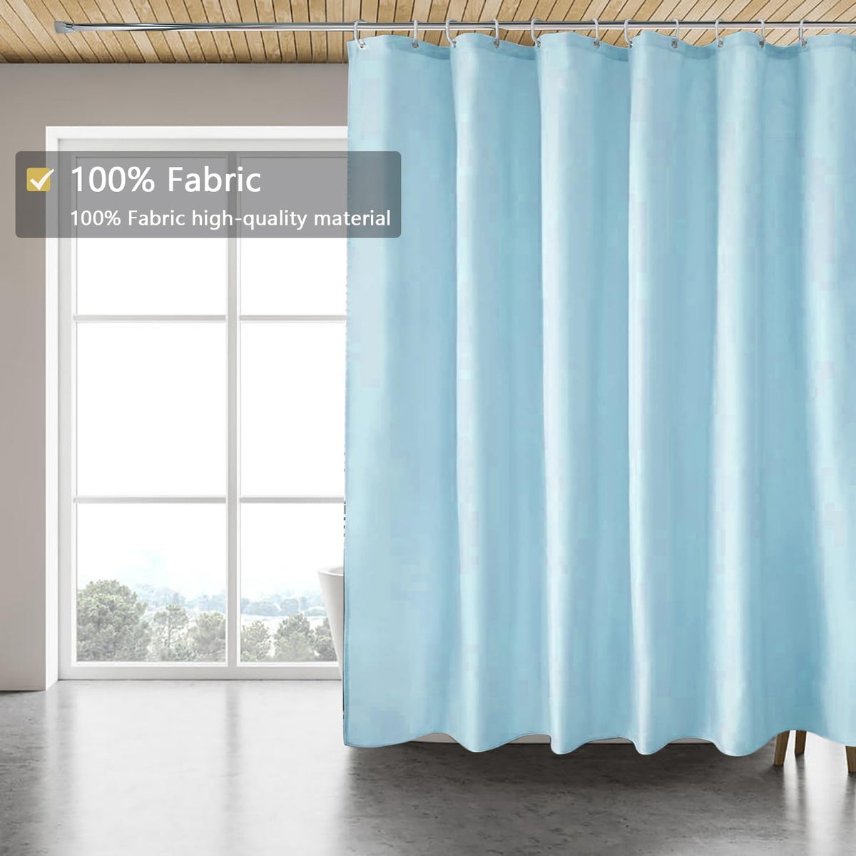 Fabric Shower Curtain Liner, Waterproof Hotel Quality, Bathroom Curtains Rust Resistant Grommets, 72 x 72 Machine Washable (Black) - Colors B