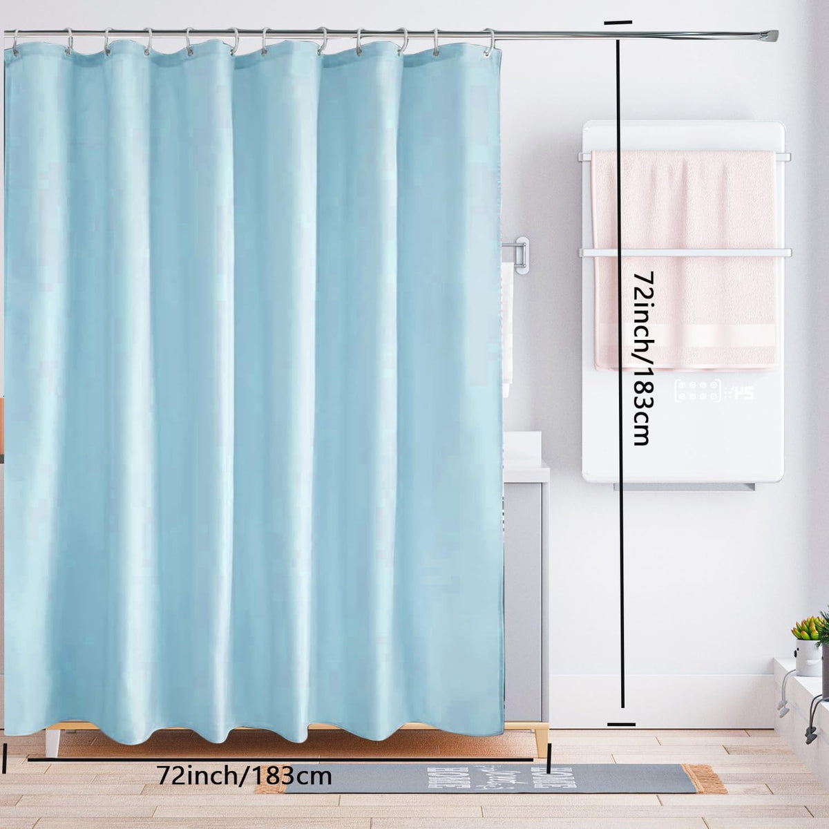 Fabric Shower Curtain Liner, Waterproof Hotel Quality, Bathroom Curtains Rust Resistant Grommets, 72 x 72 Machine Washable (Black) - Colors B