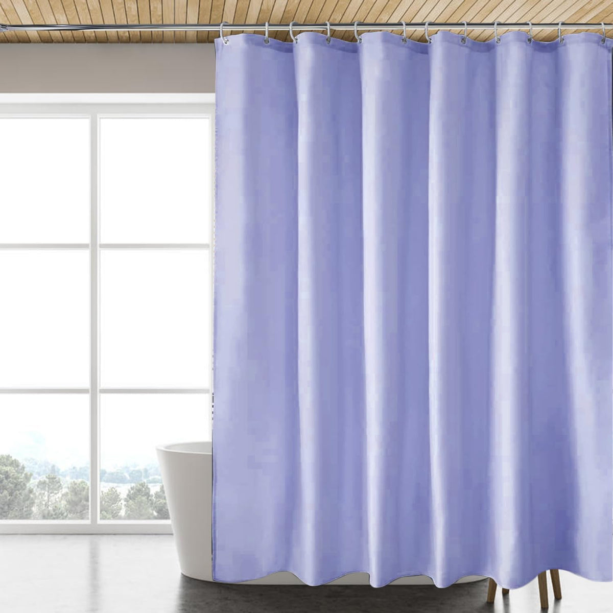 Fabric Shower Curtain Liner, Waterproof Hotel Quality, Bathroom Curtains Rust Resistant Grommets, 72 x 72 Machine Washable (Black) - Colors B