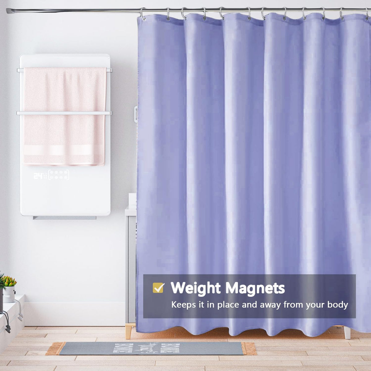 Fabric Shower Curtain Liner, Waterproof Hotel Quality, Bathroom Curtains Rust Resistant Grommets, 72 x 72 Machine Washable (Black) - Colors B