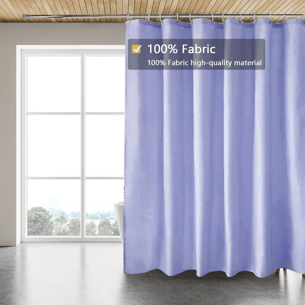 Fabric Shower Curtain Liner, Waterproof Hotel Quality, Bathroom Curtains Rust Resistant Grommets, 72 x 72 Machine Washable (Black) - Colors B
