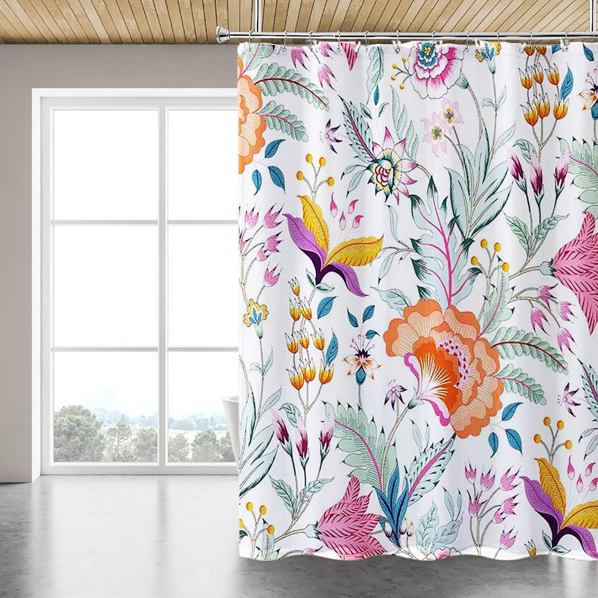 Fabric Shower Curtain Liner, Waterproof Hotel Quality, Bathroom Curtains Rust Resistant Grommets, 72 x 72 Machine Washable (Black) - Colors B