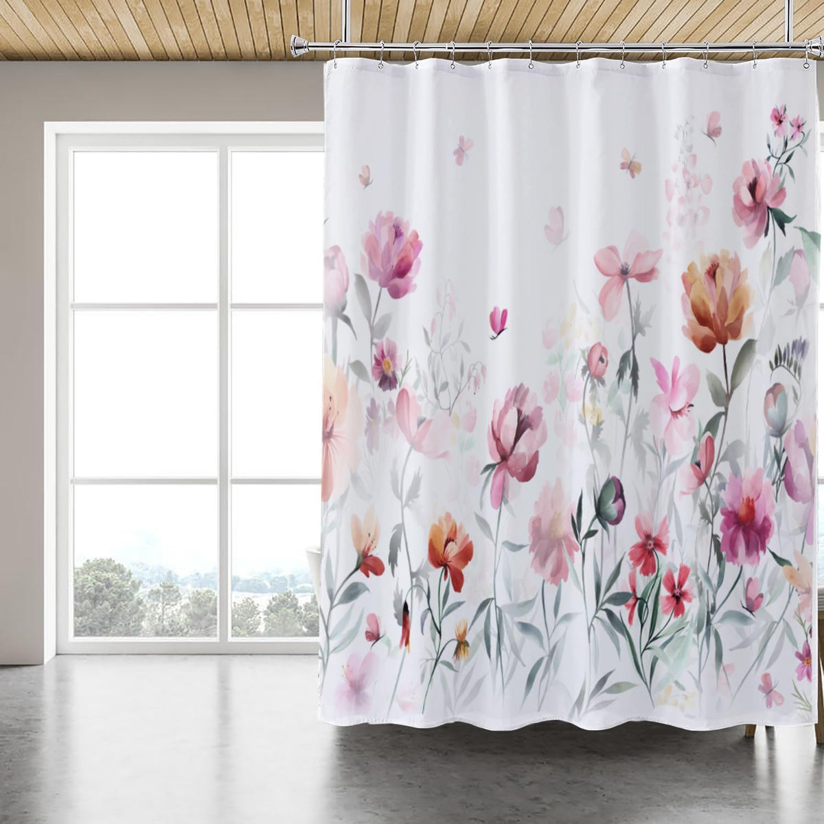 Fabric Shower Curtain Liner, Waterproof Hotel Quality, Bathroom Curtains Rust Resistant Grommets, 72 x 72 Machine Washable (Black) - Colors B