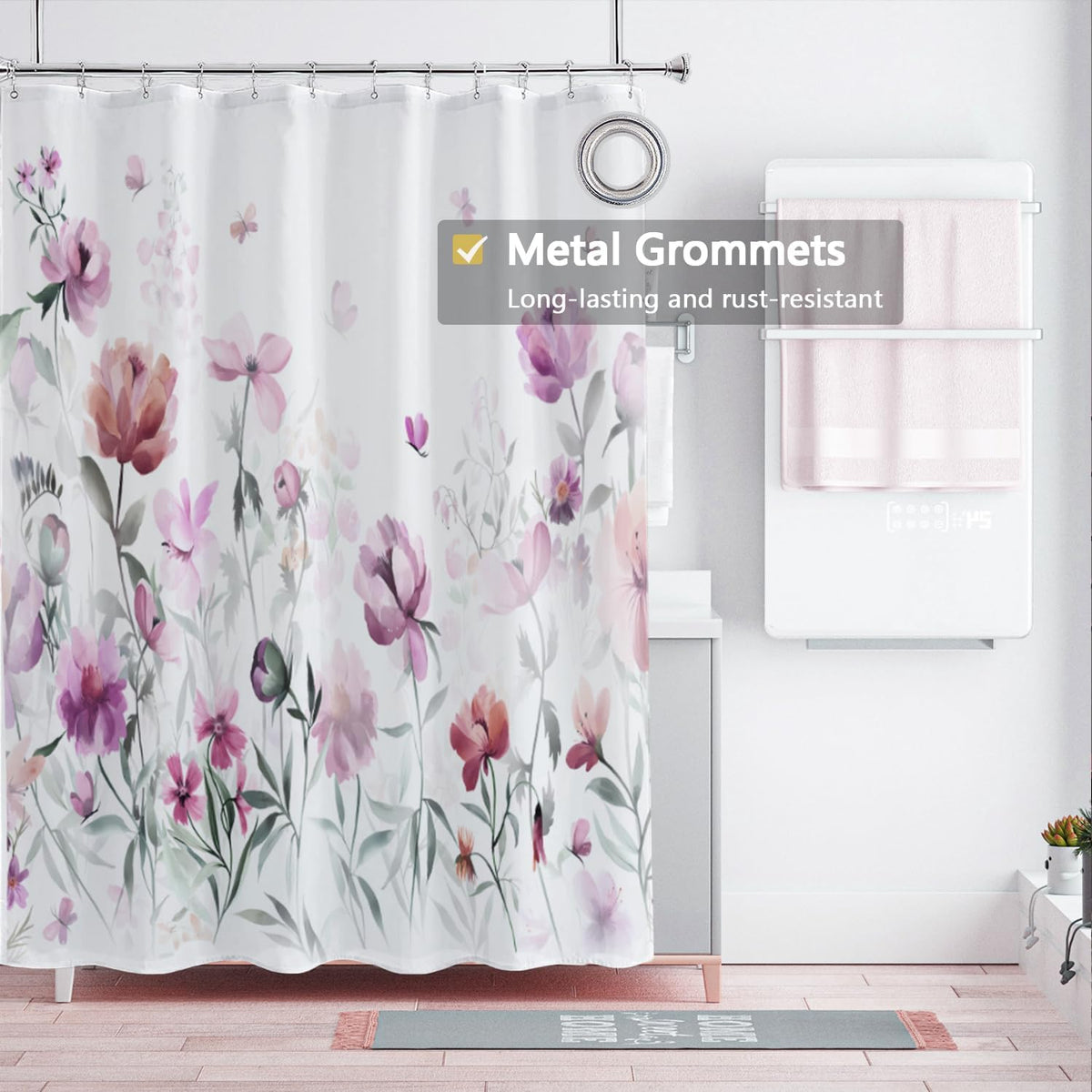 Fabric Shower Curtain Liner, Waterproof Hotel Quality, Bathroom Curtains Rust Resistant Grommets, 72 x 72 Machine Washable (Black) - Colors B