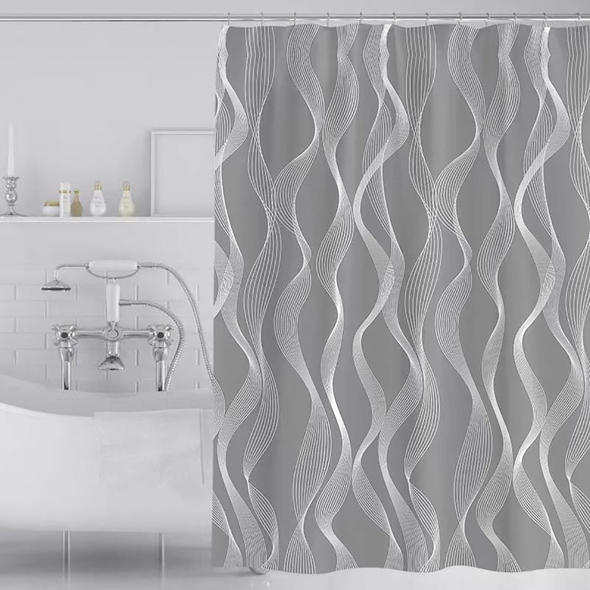 Fabric Shower Curtain Liner, Waterproof Hotel Quality, Bathroom Curtains Rust Resistant Grommets, 72 x 72 Machine Washable (Black) - Colors B