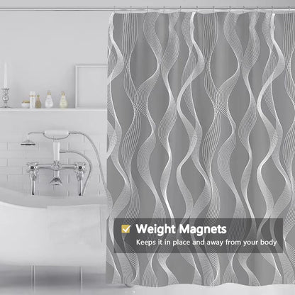 Fabric Shower Curtain Liner, Waterproof Hotel Quality, Bathroom Curtains Rust Resistant Grommets, 72 x 72 Machine Washable (Black) - Colors B