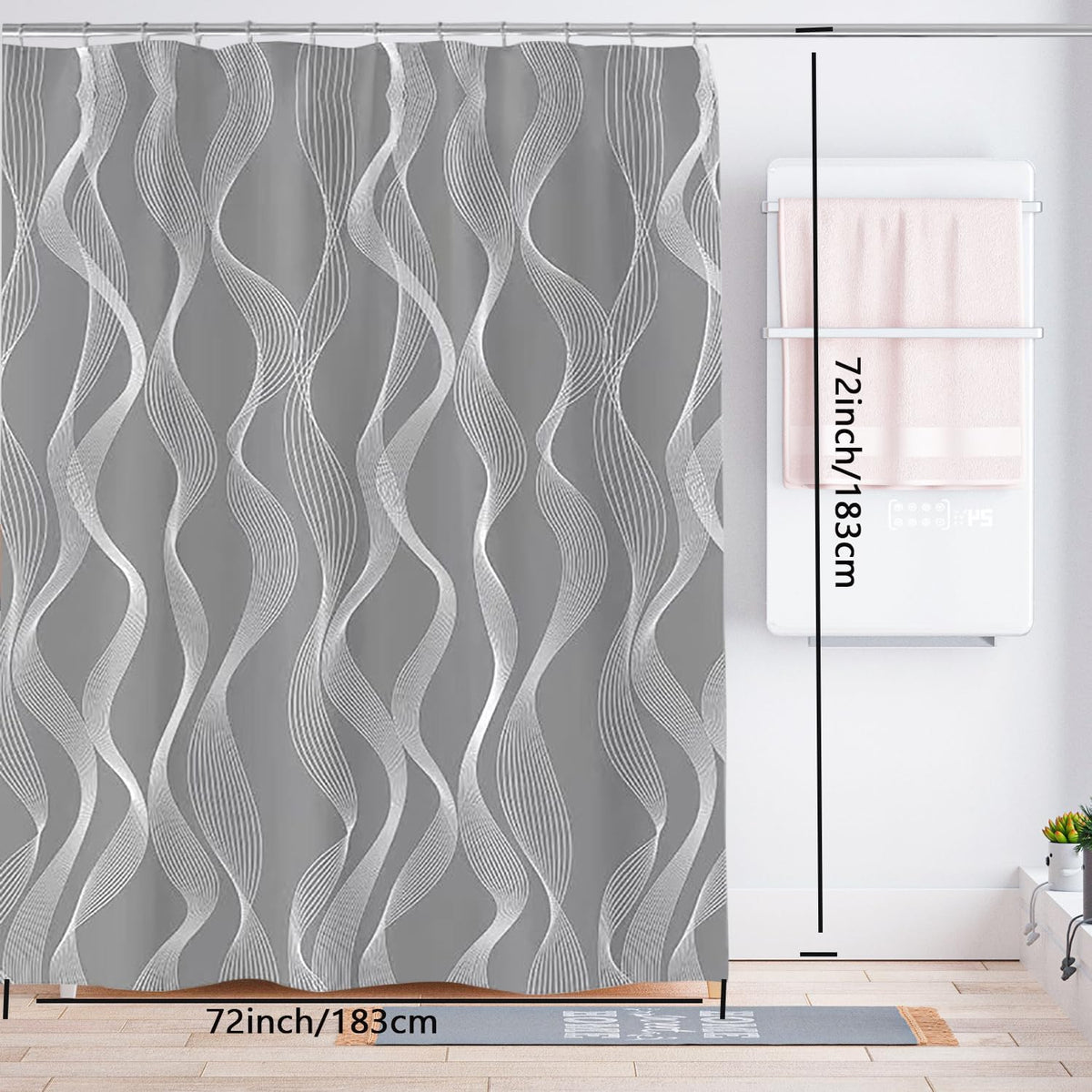 Fabric Shower Curtain Liner, Waterproof Hotel Quality, Bathroom Curtains Rust Resistant Grommets, 72 x 72 Machine Washable (Black) - Colors B