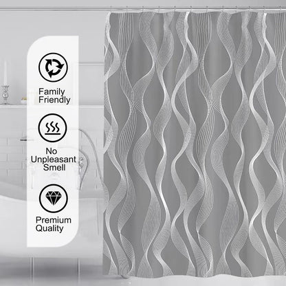 Fabric Shower Curtain Liner, Waterproof Hotel Quality, Bathroom Curtains Rust Resistant Grommets, 72 x 72 Machine Washable (Black) - Colors B