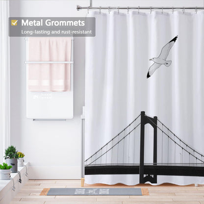Fabric Shower Curtain Liner, Waterproof Hotel Quality, Bathroom Curtains Rust Resistant Grommets, 72 x 72 Machine Washable (Black) - Colors B