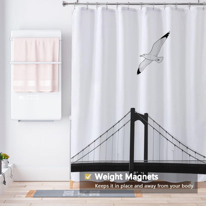 Fabric Shower Curtain Liner, Waterproof Hotel Quality, Bathroom Curtains Rust Resistant Grommets, 72 x 72 Machine Washable (Black) - Colors B
