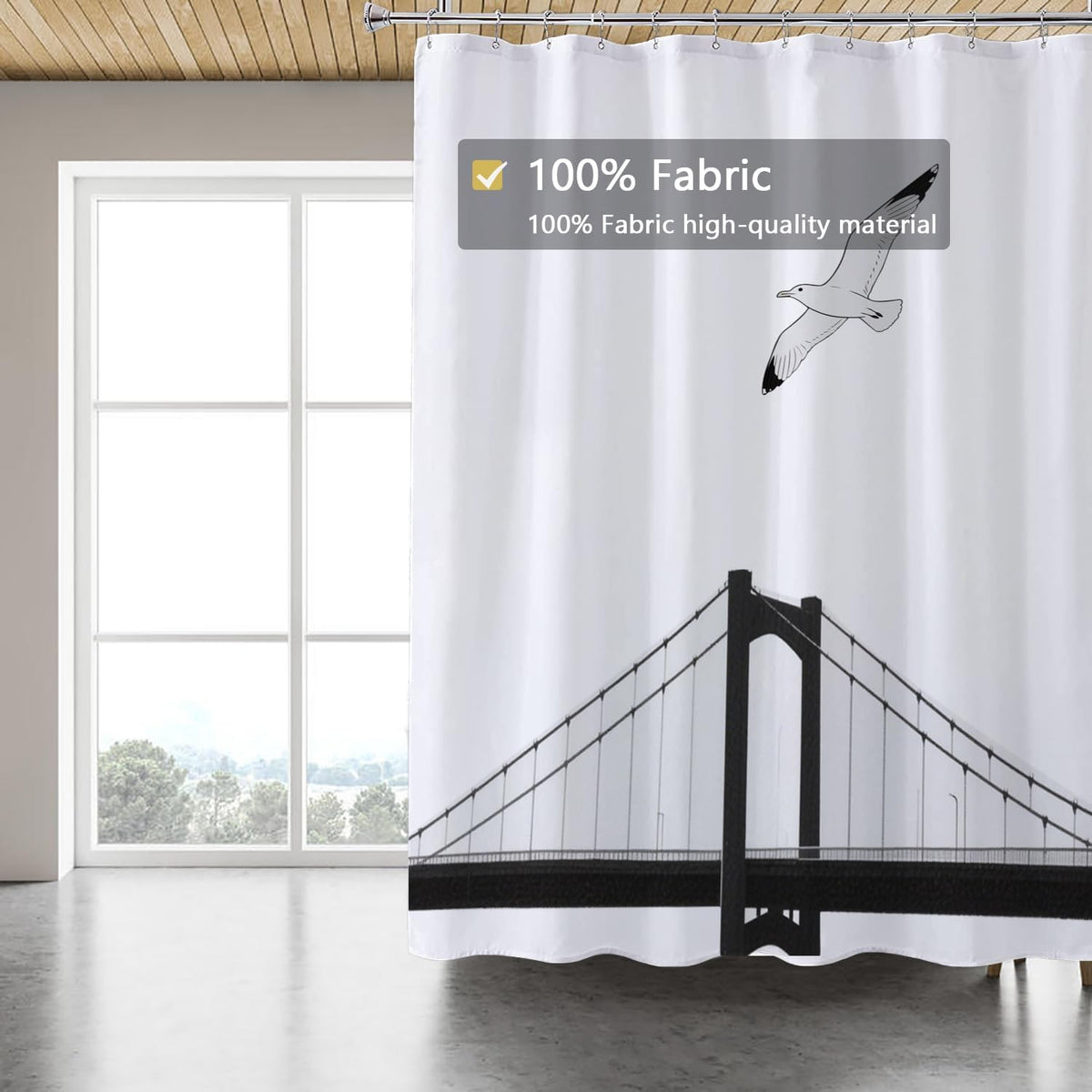 Fabric Shower Curtain Liner, Waterproof Hotel Quality, Bathroom Curtains Rust Resistant Grommets, 72 x 72 Machine Washable (Black) - Colors B