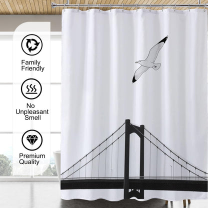 Fabric Shower Curtain Liner, Waterproof Hotel Quality, Bathroom Curtains Rust Resistant Grommets, 72 x 72 Machine Washable (Black) - Colors B