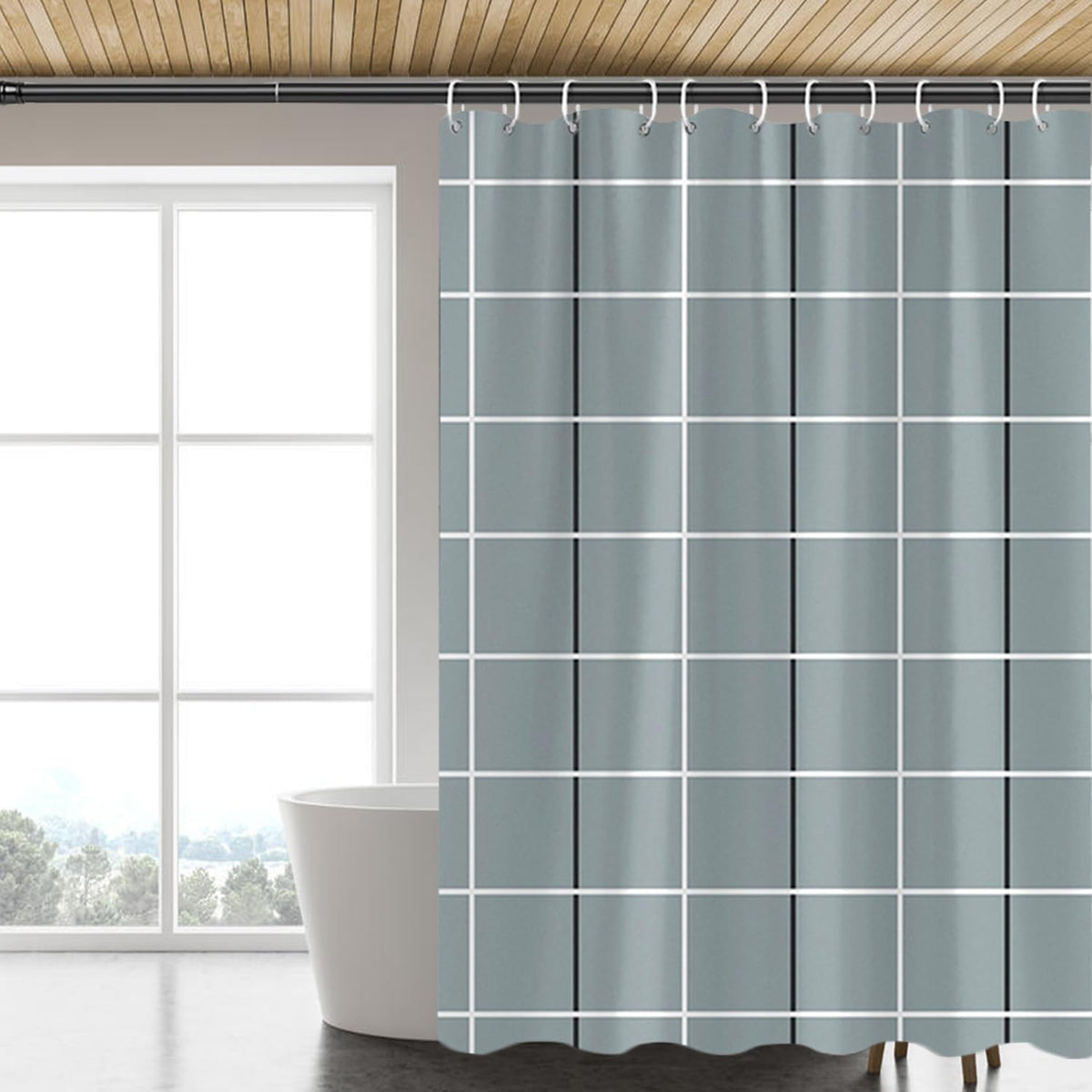 Fabric Shower Curtain Liner, Waterproof Hotel Quality, Bathroom Curtains Rust Resistant Grommets, 72 x 72 Machine Washable (Black) - Colors B