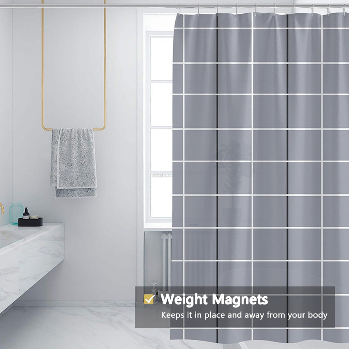 Fabric Shower Curtain Liner, Waterproof Hotel Quality, Bathroom Curtains Rust Resistant Grommets, 72 x 72 Machine Washable (Black) - Colors B