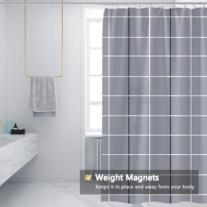 Fabric Shower Curtain Liner, Waterproof Hotel Quality, Bathroom Curtains Rust Resistant Grommets, 72 x 72 Machine Washable (Black) - Colors B