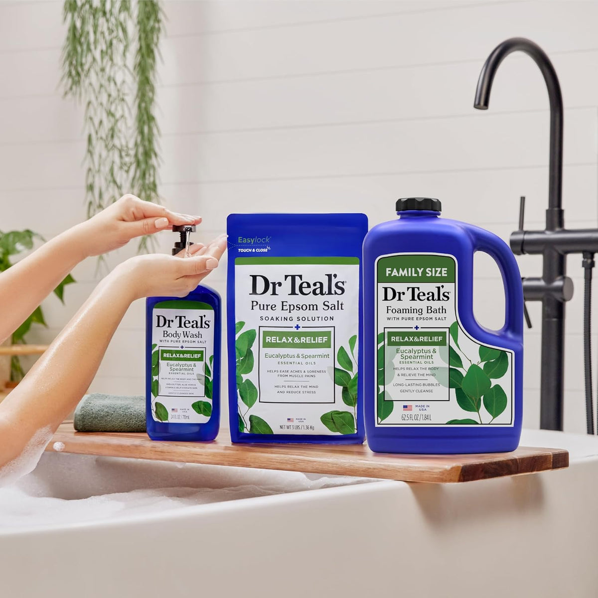 Foaming Bath with Pure Epsom Salt, Relax & Relief with Eucalyptus & Spearmint, 62.5 fl oz