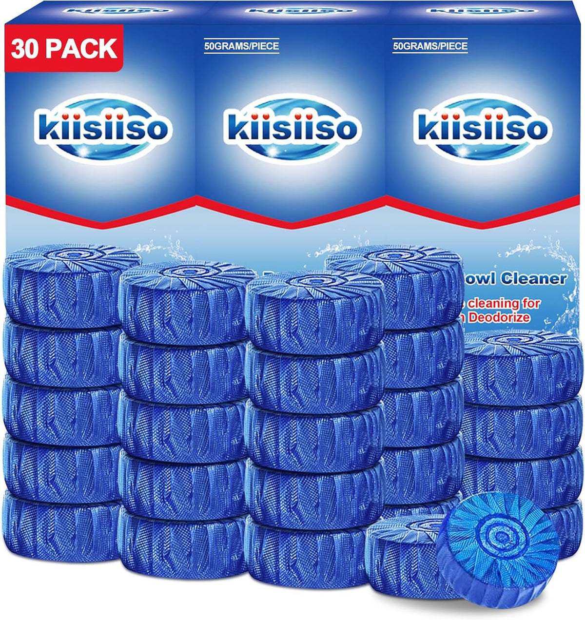 KIISIISO Toilet Bowl Cleaner Tablets,30 Pack, Auto Cleaning, Long-Lasting
