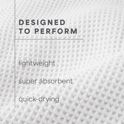 . Aura Waffle Bath Towels, 4 Pack, 30" x 60", White | Quick-Dry, 420GSM, Absorbent Microfiber, Lightweight, Sewn-In Hang Loop, Compact for Home, Gym, and Travel