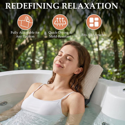1-Pack Soft Pillow for hot tub, Clawfoot Tub & Chaise Lounge, Must Have Neck Pillow Bath Waterproof Essential Accessories for Big Soaking Tub, Patio recliner, Pool Lounger Chair, Fathers Day Dad Gifts