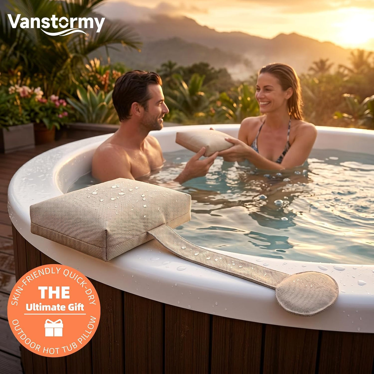 1-Pack Soft Pillow for hot tub, Clawfoot Tub & Chaise Lounge, Must Have Neck Pillow Bath Waterproof Essential Accessories for Big Soaking Tub, Patio recliner, Pool Lounger Chair, Fathers Day Dad Gifts