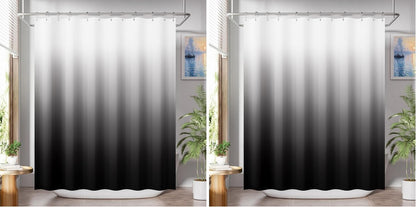 Shower Curtain, Cloth Ombre Black Shower Curtain Set with 12 Hooks, Washable Fabric Black and White Shower Curtain, Rustic Farmhouse Bathroom Shower Curtain, 72x72 Inches
