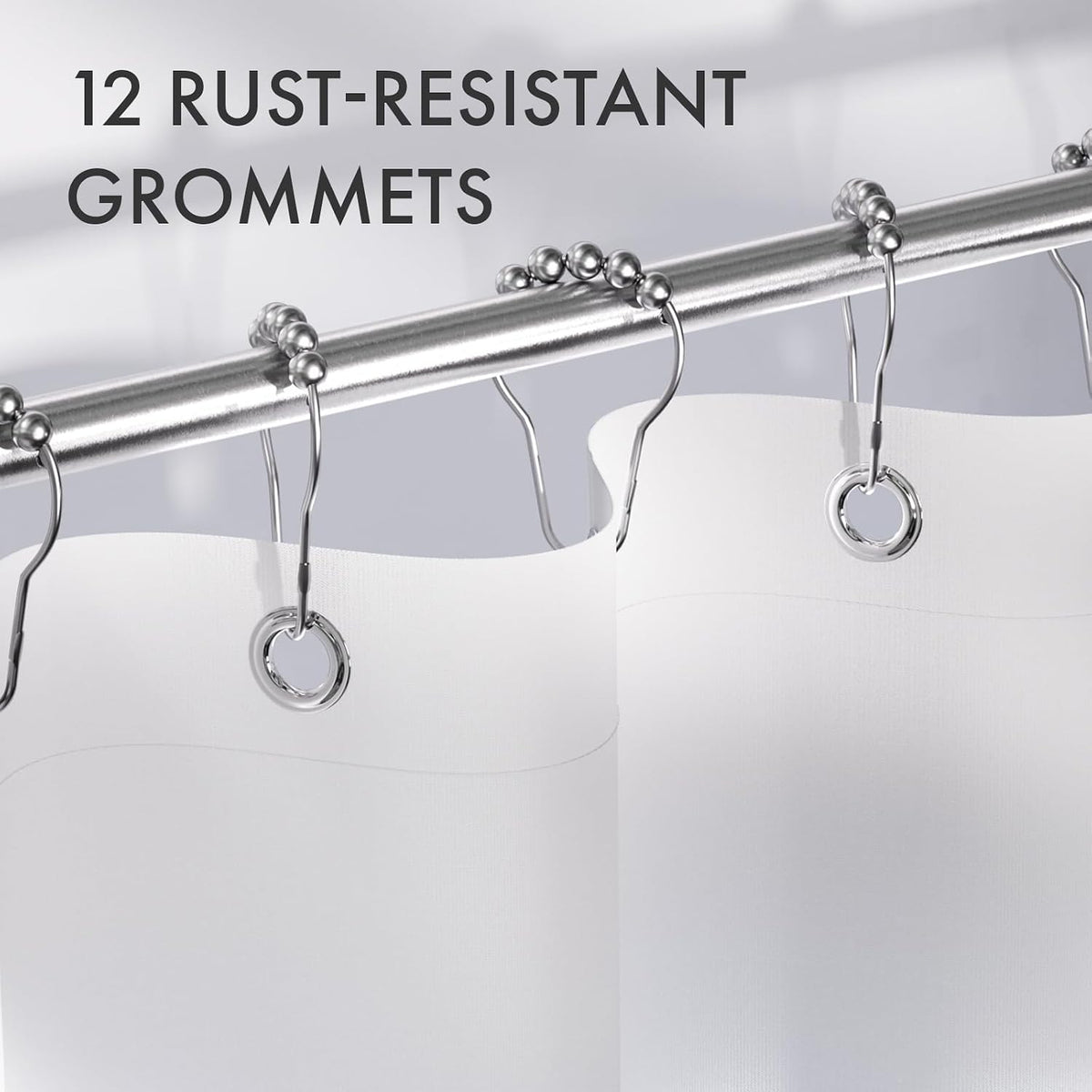 Shower Curtain, Cloth Ombre Black Shower Curtain Set with 12 Hooks, Washable Fabric Black and White Shower Curtain, Rustic Farmhouse Bathroom Shower Curtain, 72x72 Inches