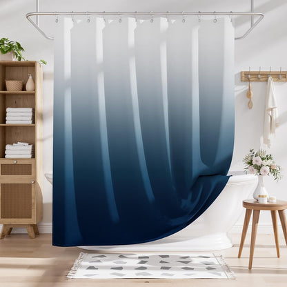 Shower Curtain, Cloth Ombre Black Shower Curtain Set with 12 Hooks, Washable Fabric Black and White Shower Curtain, Rustic Farmhouse Bathroom Shower Curtain, 72x72 Inches