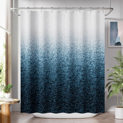 Shower Curtain, Cloth Ombre Black Shower Curtain Set with 12 Hooks, Washable Fabric Black and White Shower Curtain, Rustic Farmhouse Bathroom Shower Curtain, 72x72 Inches