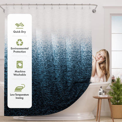 Shower Curtain, Cloth Ombre Black Shower Curtain Set with 12 Hooks, Washable Fabric Black and White Shower Curtain, Rustic Farmhouse Bathroom Shower Curtain, 72x72 Inches