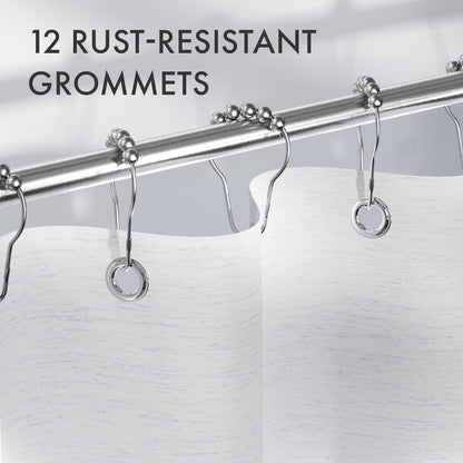 Shower Curtain, Cloth Ombre Black Shower Curtain Set with 12 Hooks, Washable Fabric Black and White Shower Curtain, Rustic Farmhouse Bathroom Shower Curtain, 72x72 Inches