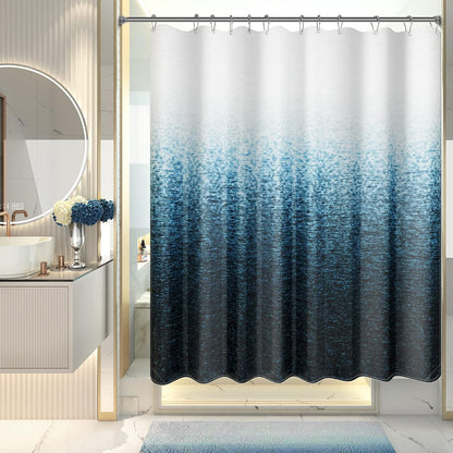 Shower Curtain, Cloth Ombre Black Shower Curtain Set with 12 Hooks, Washable Fabric Black and White Shower Curtain, Rustic Farmhouse Bathroom Shower Curtain, 72x72 Inches