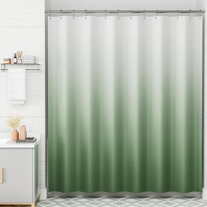 Shower Curtain, Cloth Ombre Black Shower Curtain Set with 12 Hooks, Washable Fabric Black and White Shower Curtain, Rustic Farmhouse Bathroom Shower Curtain, 72x72 Inches