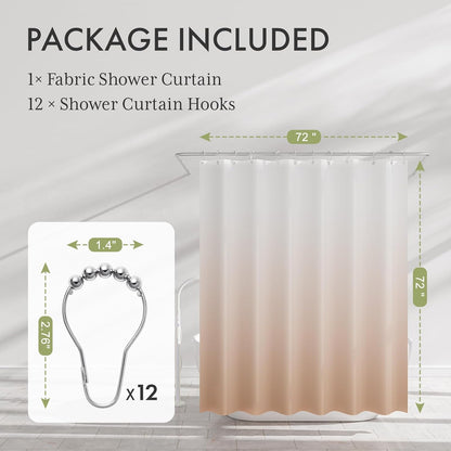 Shower Curtain, Cloth Ombre Black Shower Curtain Set with 12 Hooks, Washable Fabric Black and White Shower Curtain, Rustic Farmhouse Bathroom Shower Curtain, 72x72 Inches