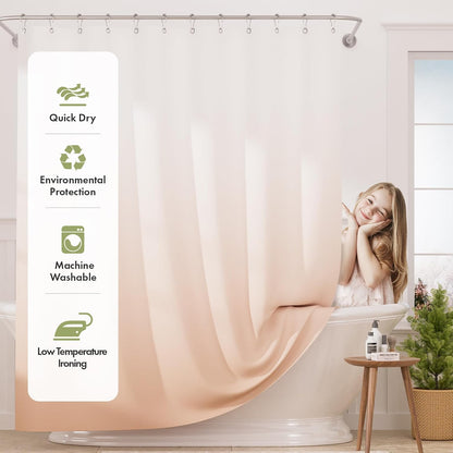 Shower Curtain, Cloth Ombre Black Shower Curtain Set with 12 Hooks, Washable Fabric Black and White Shower Curtain, Rustic Farmhouse Bathroom Shower Curtain, 72x72 Inches