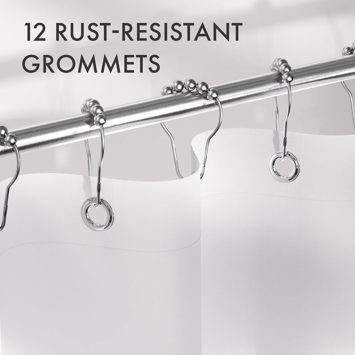Shower Curtain, Cloth Ombre Black Shower Curtain Set with 12 Hooks, Washable Fabric Black and White Shower Curtain, Rustic Farmhouse Bathroom Shower Curtain, 72x72 Inches